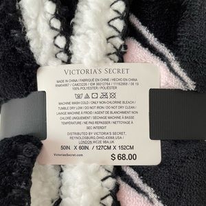 Victoria Secret VS Black and light pink blanket